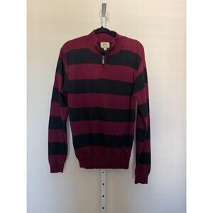 Vintage Y2K ECKO Unltd 1/4 Zip Sweater Skater, Striped, Men’s L Maroon Black